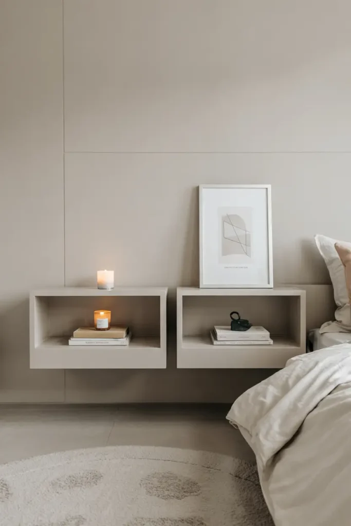 3. Floating Nightstands for a Clutter Free Space