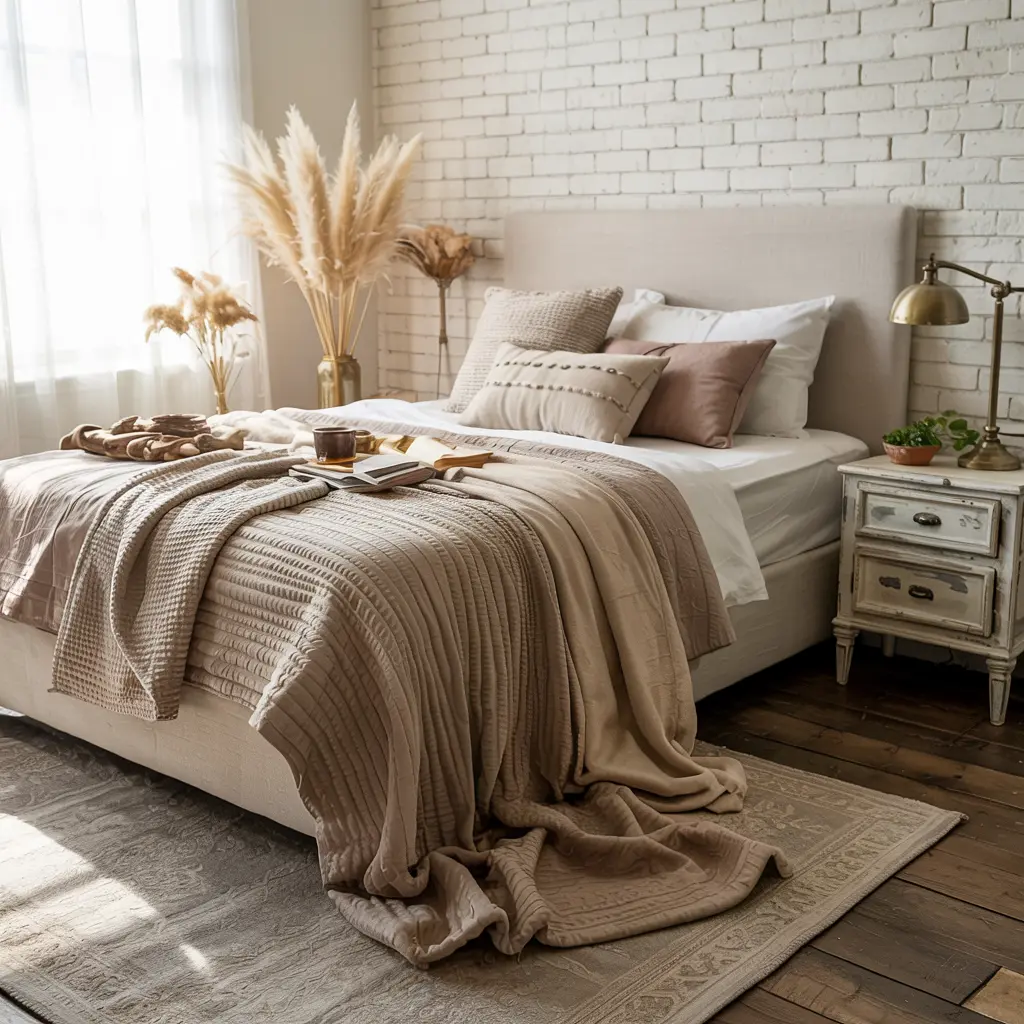 3. Woven Throw Blankets in Earthy Natural Tones