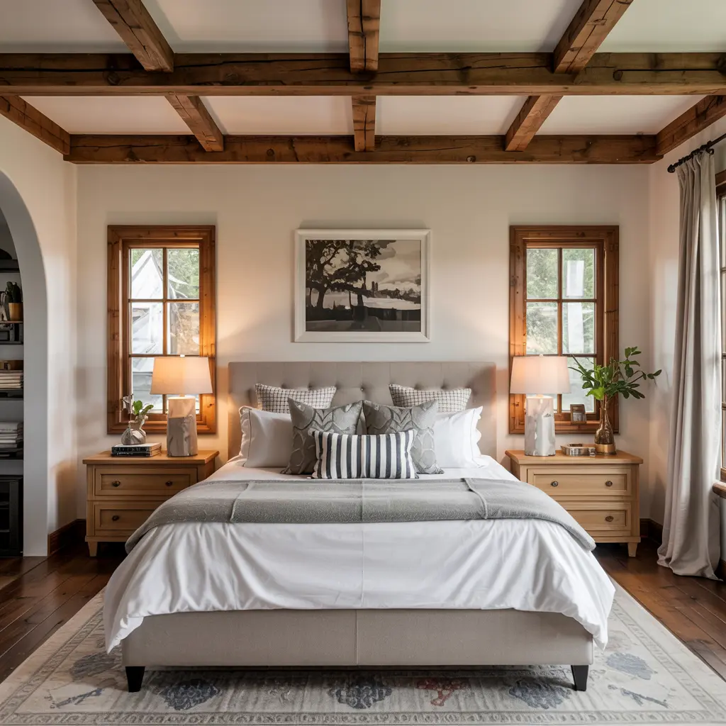 4. Exposed Wooden Ceiling Beams for Authentic Character