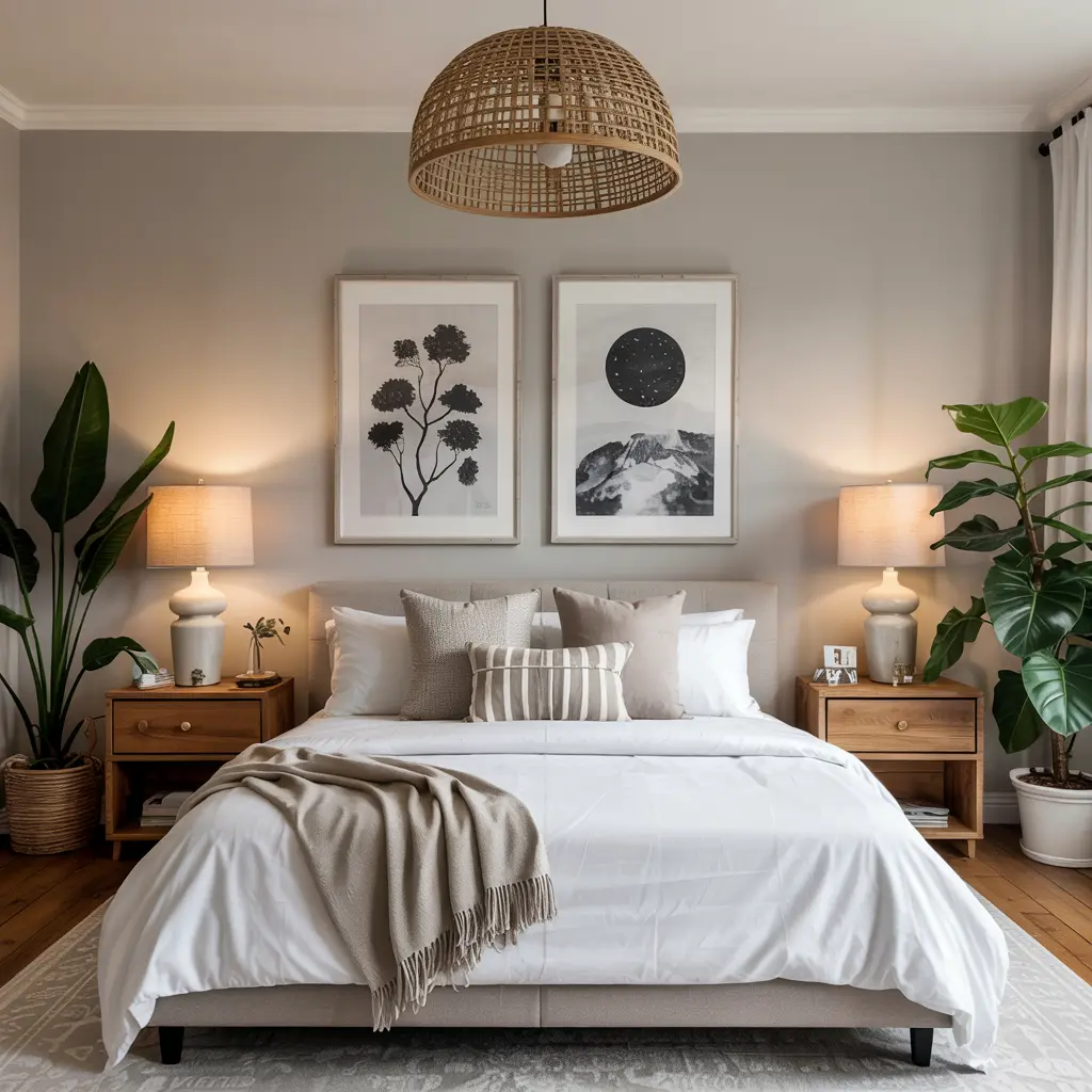 25 Bedroom Decor Ideas for Women Apartment to Save Space 4 4. Minimalist Wall Art for a Chic and Elegant Look