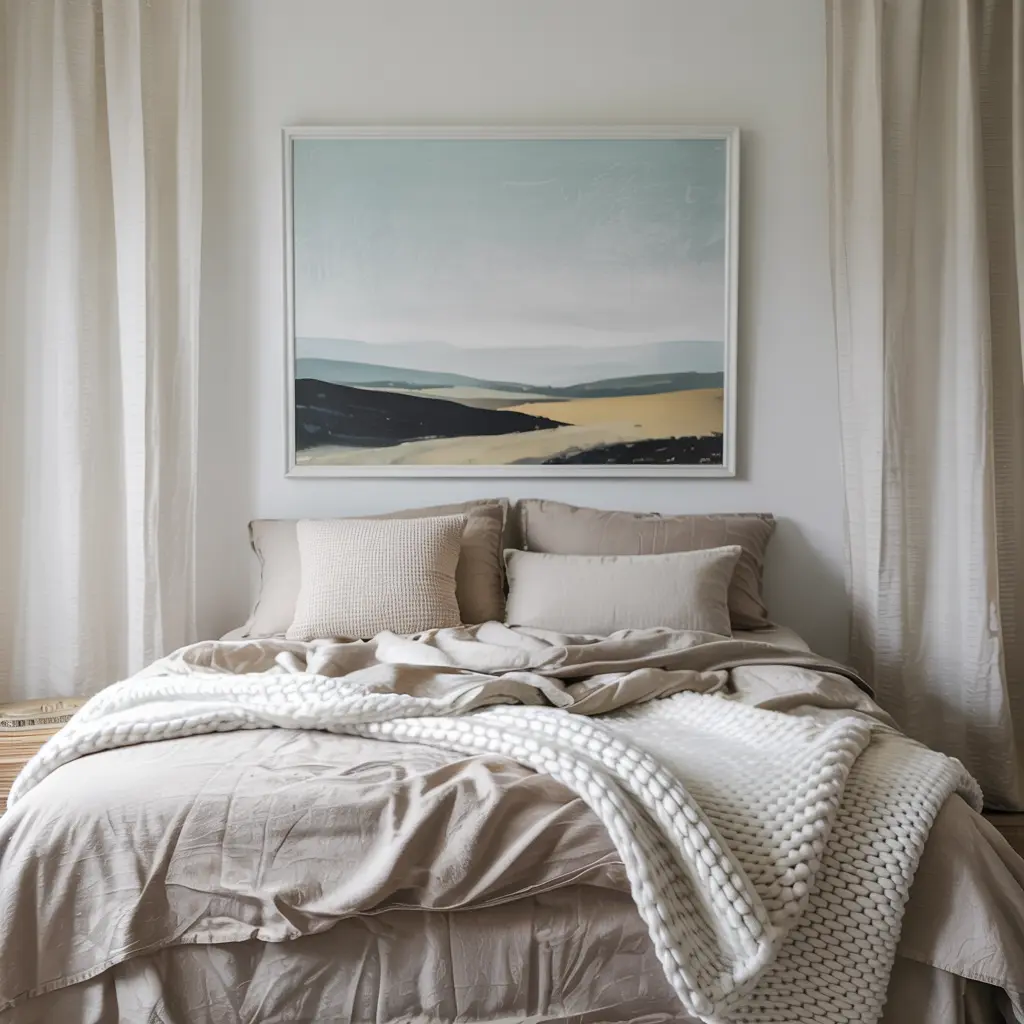 25 Warm & Cozy Bedroom Decor Ideas for Women’s Style 4 4. Neutral Toned Bedding with Layered