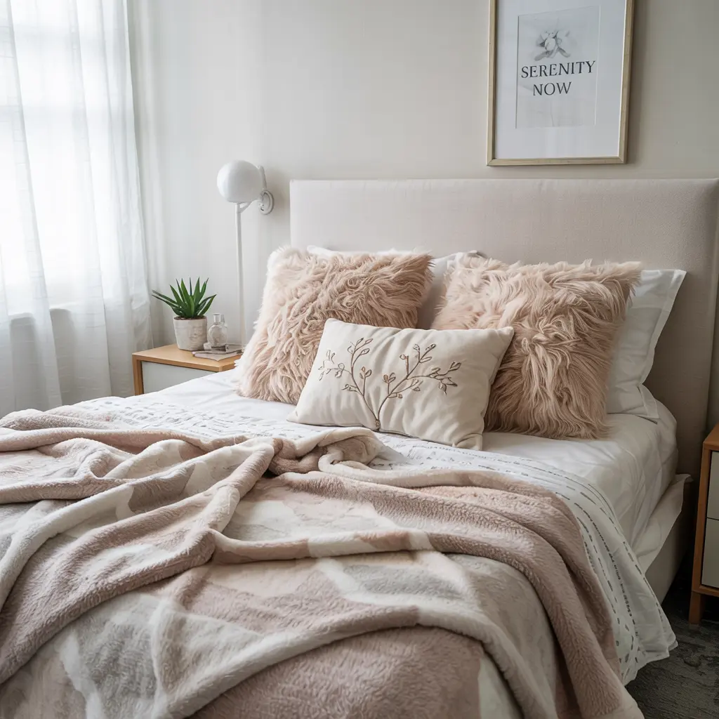 25 Bedroom Decor Ideas for Women Apartment to Save Space 5 5. Cozy Throw Blankets for a Layered Aesthetic