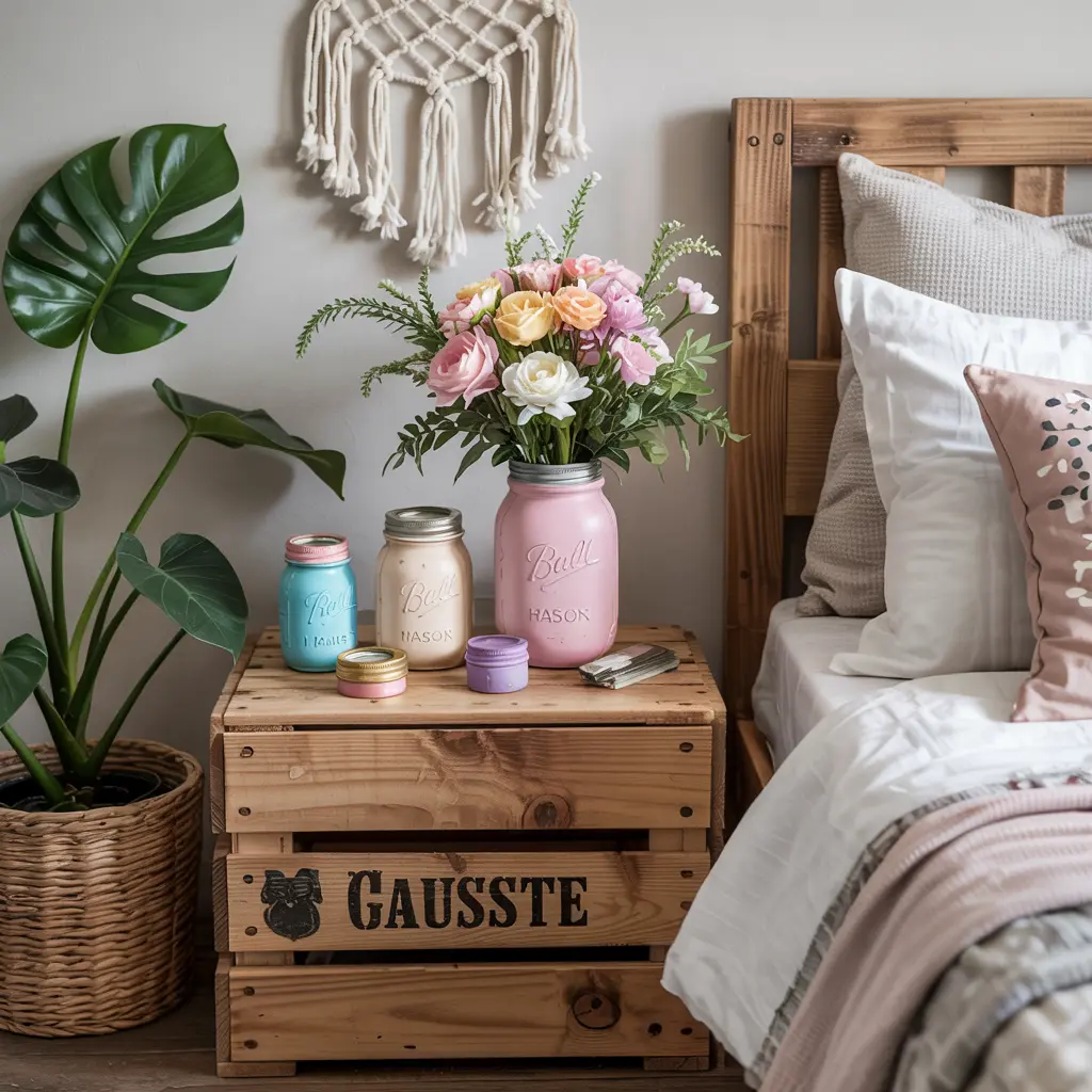 20 Trending DIY bedroom decor ideas for women 5 5. Painted Mason Jar Vases for a Rustic Feel