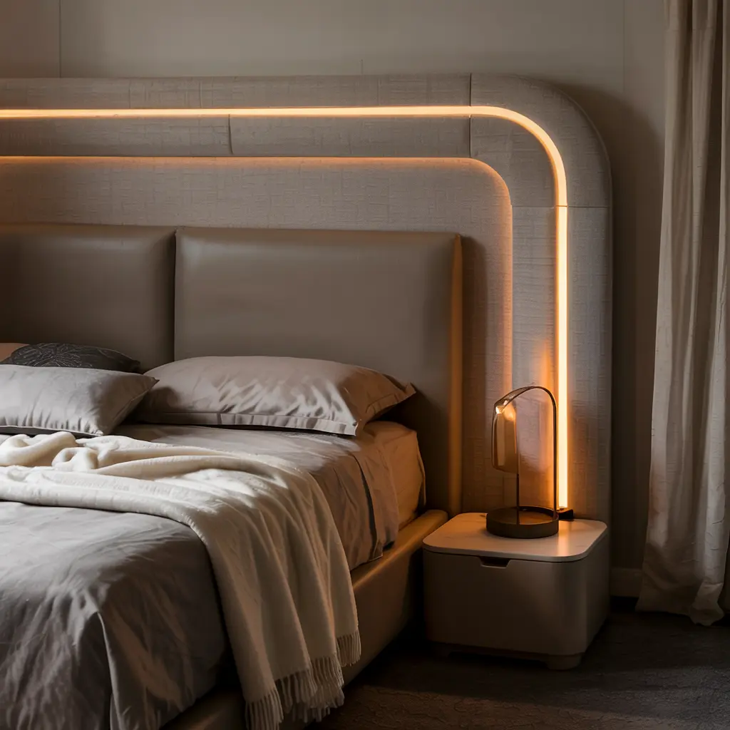 5. Smart LED Strip Lighting Behind the Headboard