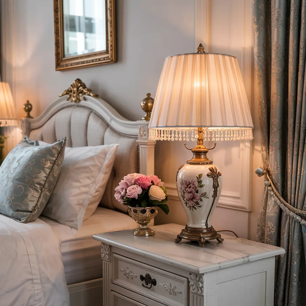 5. Victorian Style Table Lamps with Fabric Shades