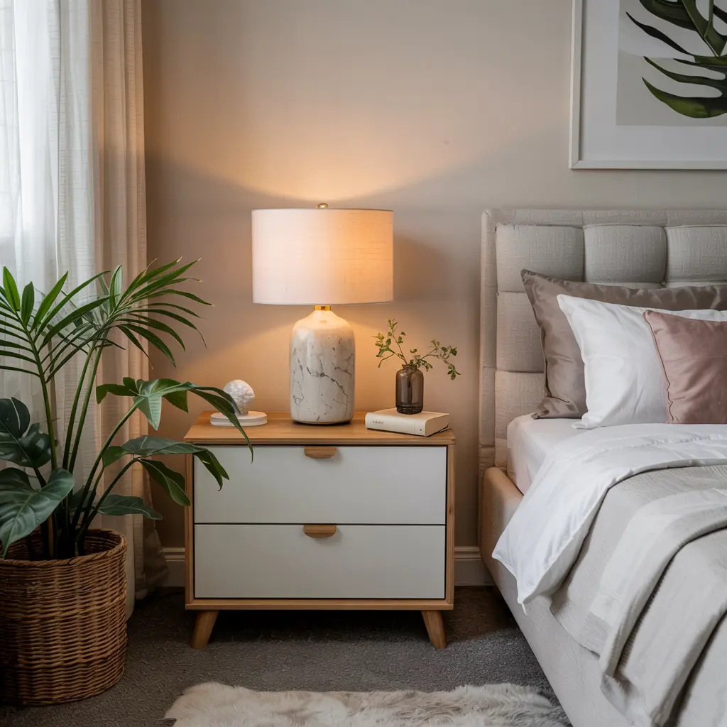 5. Wooden or White Nightstand with a Minimal Design