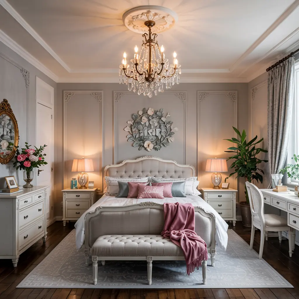 7. Crystal Chandelier or Vintage Ceiling Light