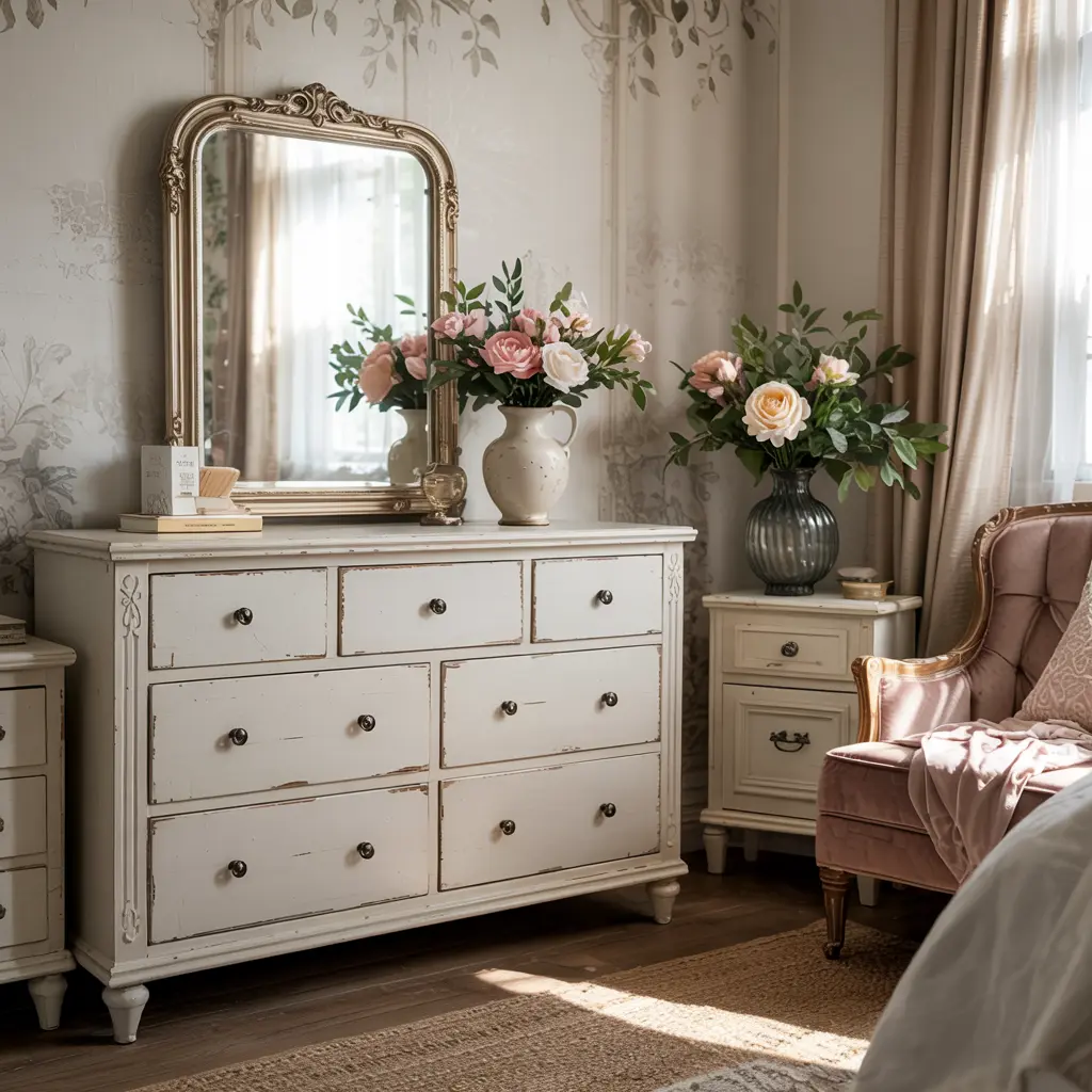 8. Distressed White or Pastel Painted Furniture
