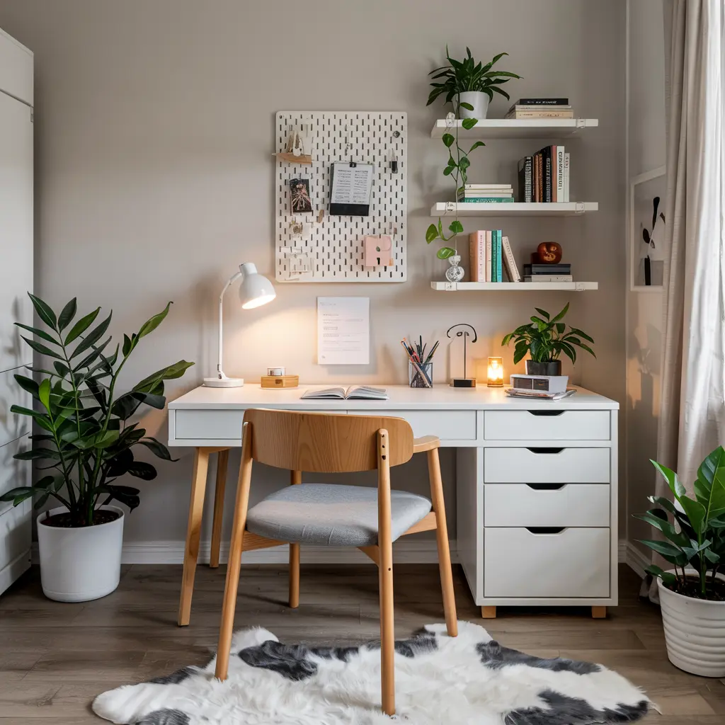 8. Minimalist Desk or Vanity with Hidden Storage