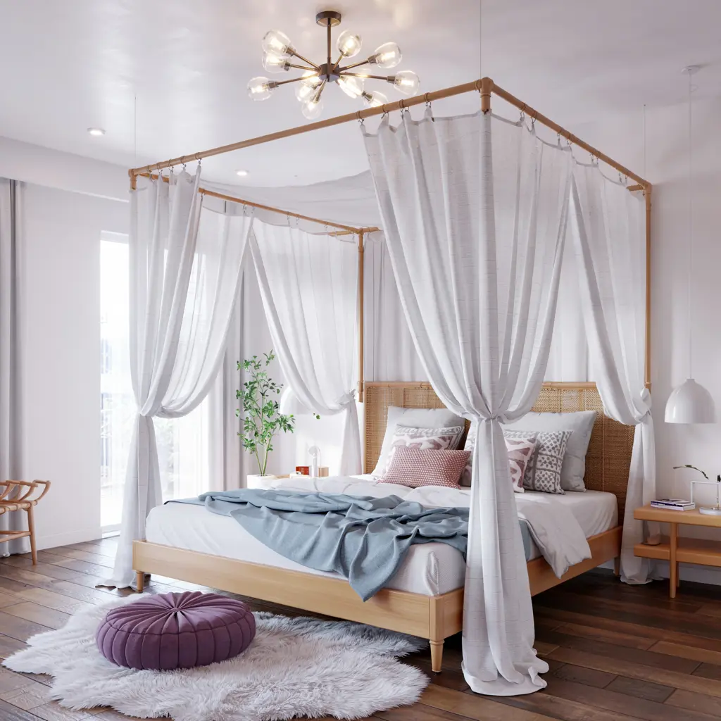 25 Bedroom Decor Ideas Boho Style for Women 8 8. Sheer Canopy Drapes Over the Bed for a Dreamy Feel