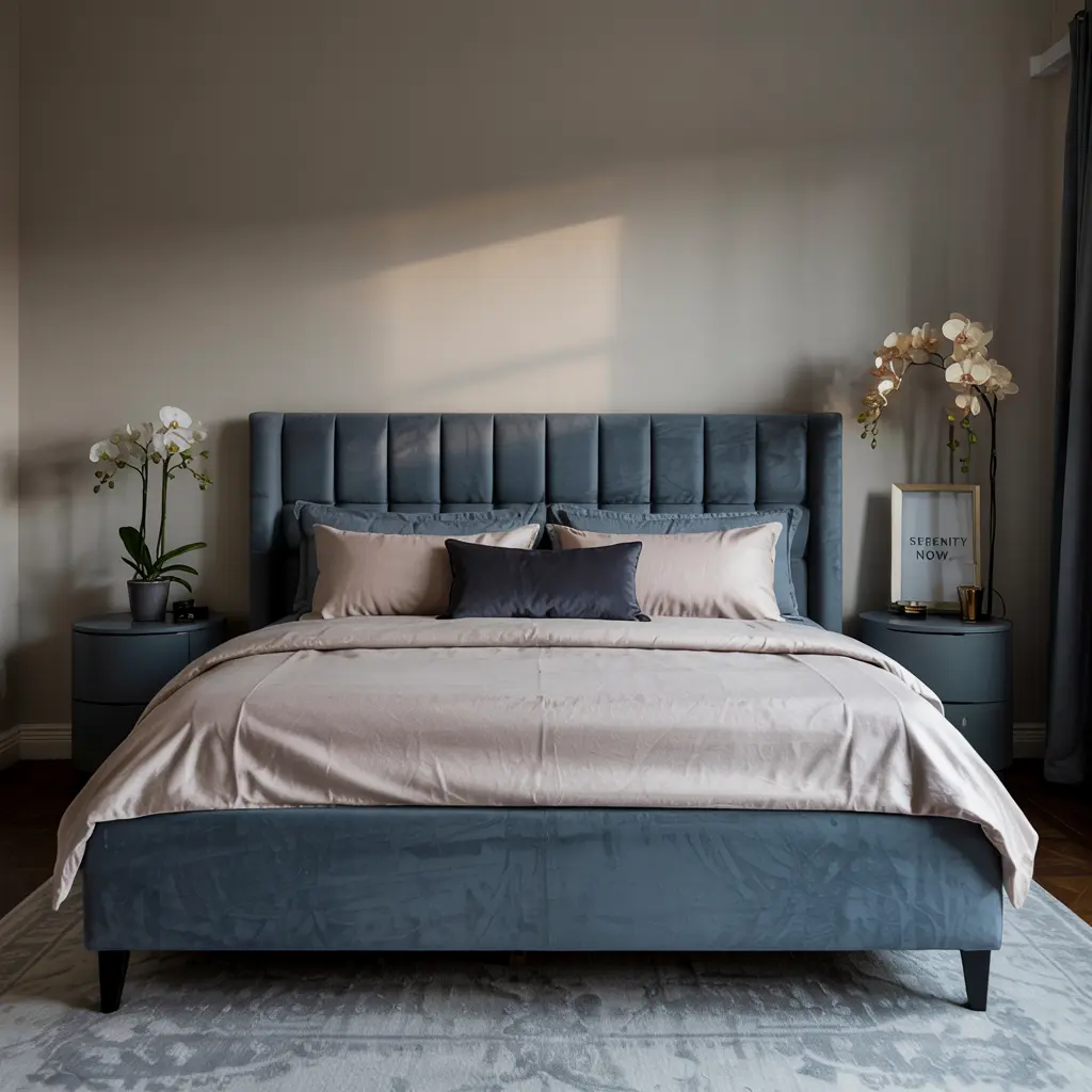 8. Velvet Upholstered Bed for a Luxurious Touch