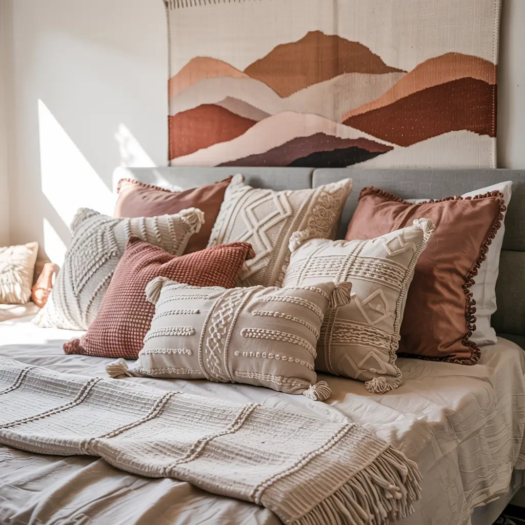 8.Mix and Match Throw Pillows for a Relaxed Feel