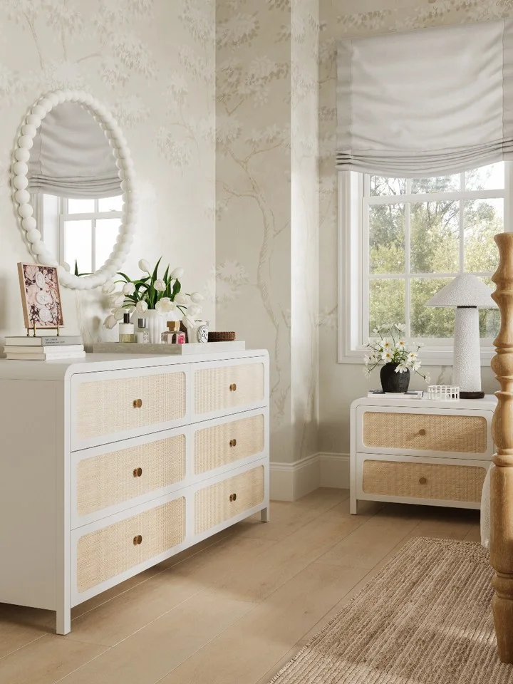 Rattan or Cane Nightstand for a Natural Accent