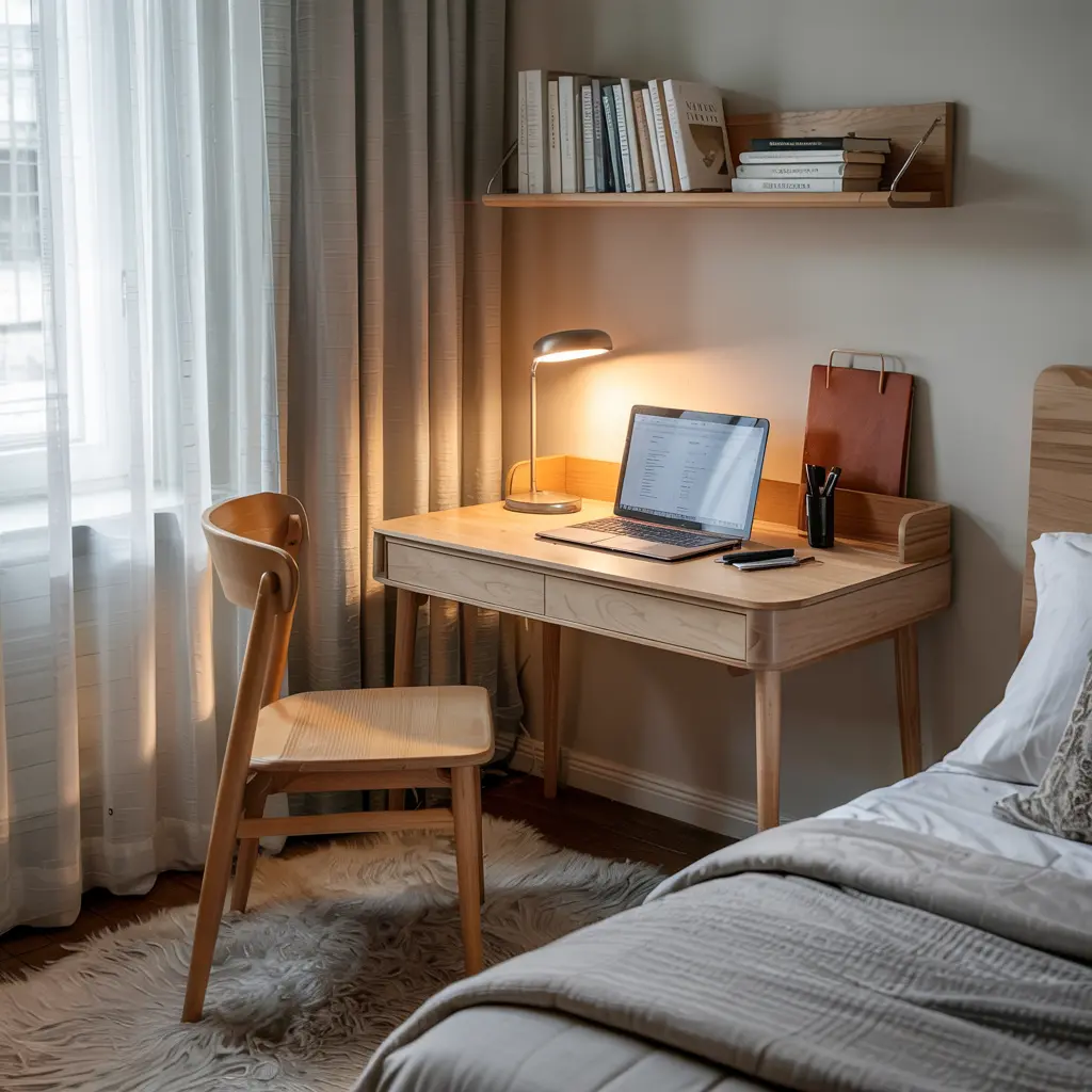 Compact Scandinavian Desk for a Work Area
