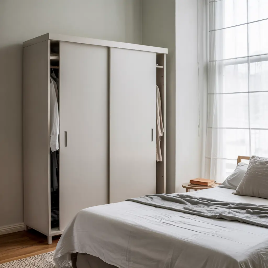 Compact Scandinavian Wardrobe with Sliding Doors