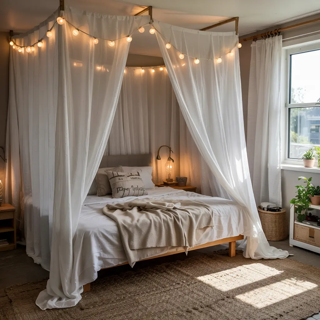 DIY Canopy Using Sheer Curtains for a Luxurious Look
