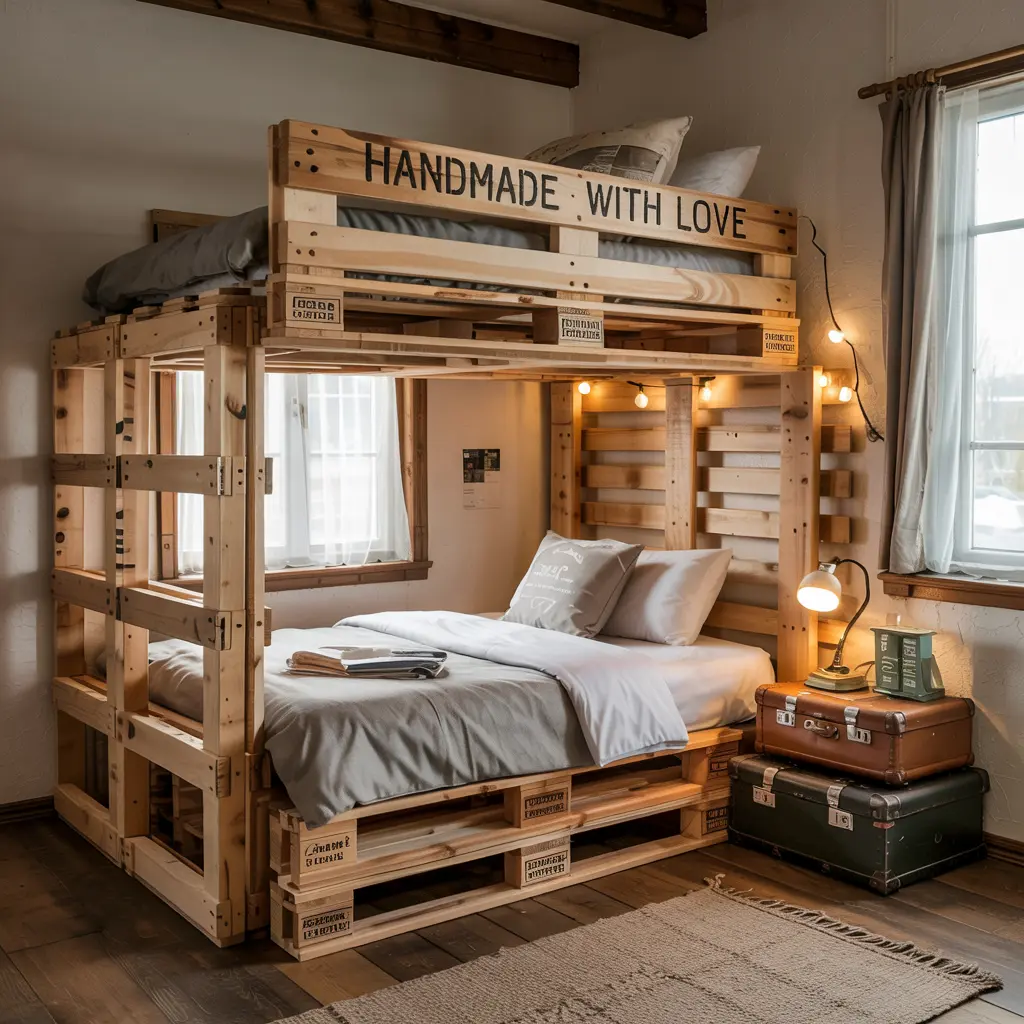 DIY Loft Bed Using Wooden Pallets