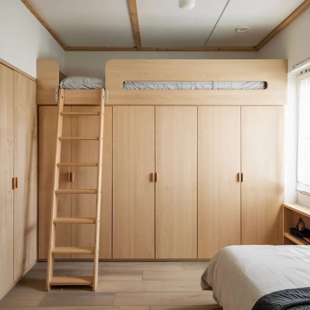 Loft Bed with a Built In Closet for Extra Storage 1