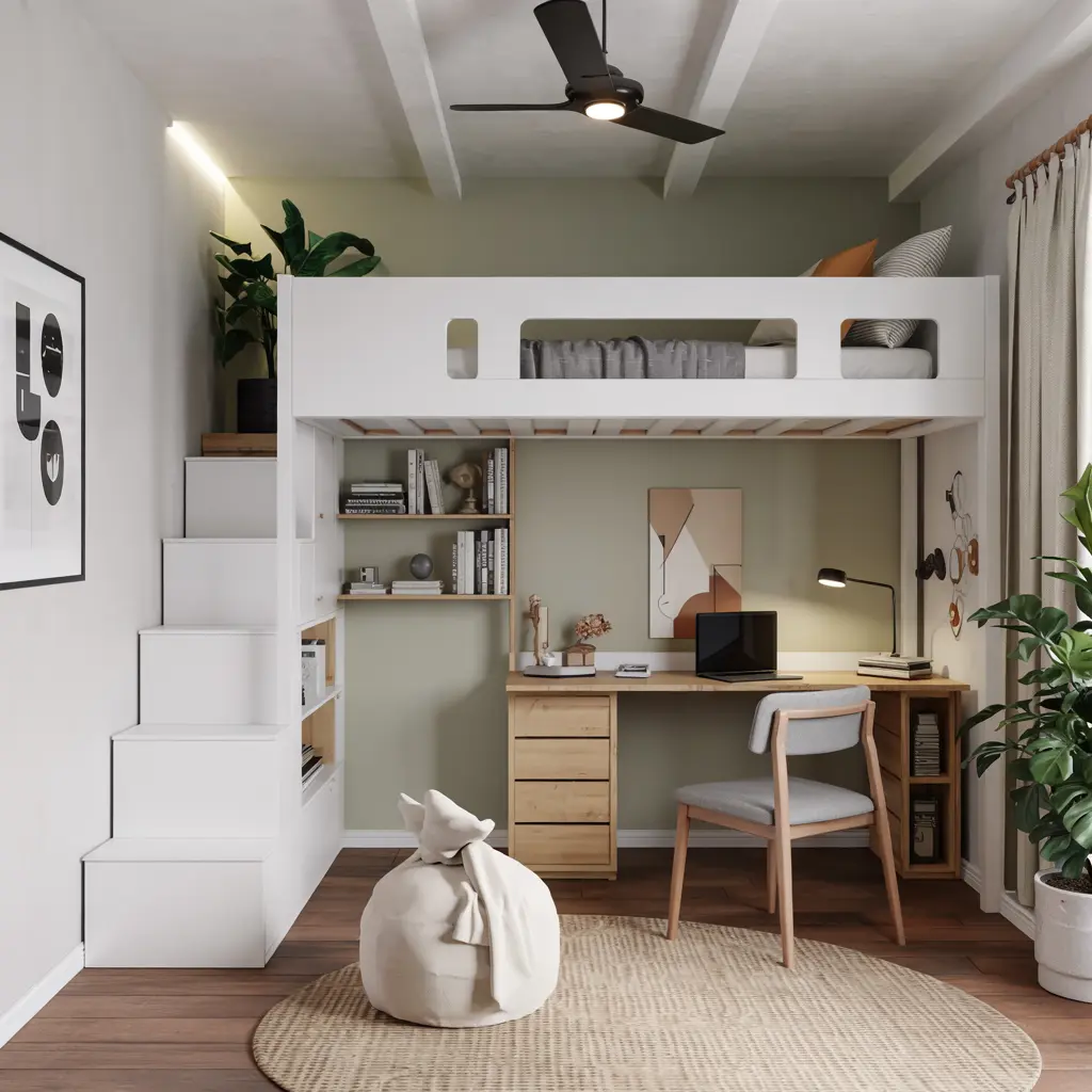 Modern White Loft Bed for a Sleek Aesthetic