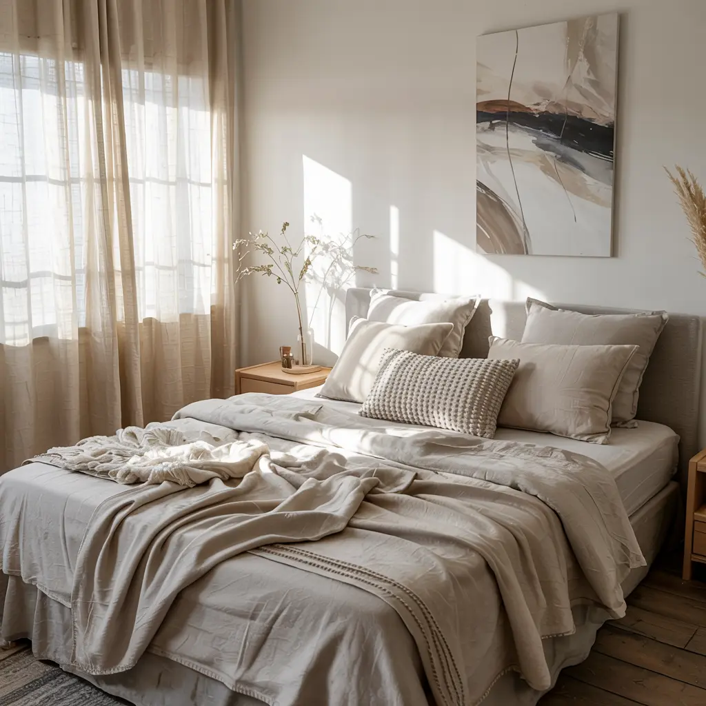 Soft Linen Bedding in Neutral Tones
