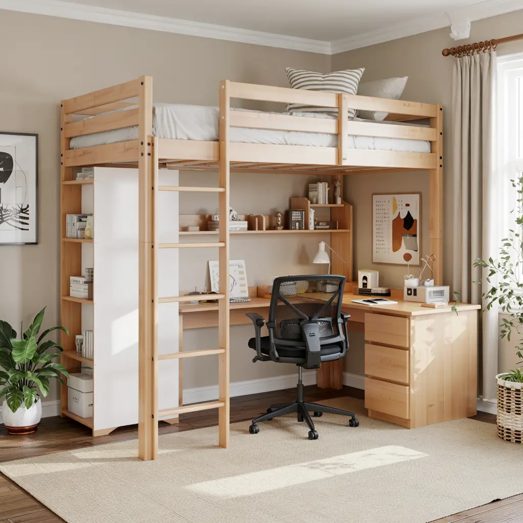 Space Saving Corner Loft Bed for Small Bedrooms