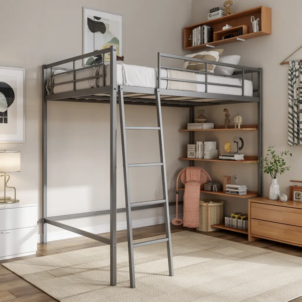 Stylish Metal Loft Bed with an Open Concept Look