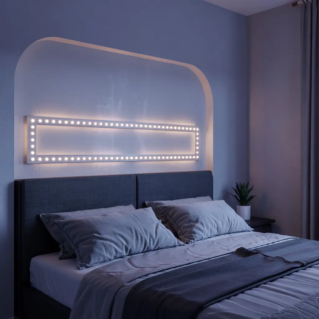 1. LED Strip Lights Behind the Bed Headboard for a Soft Glow