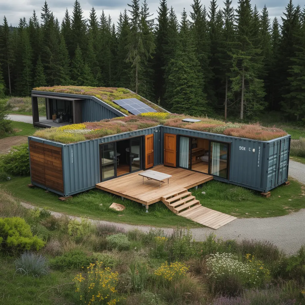 10. Eco Friendly Container House with Green Roof