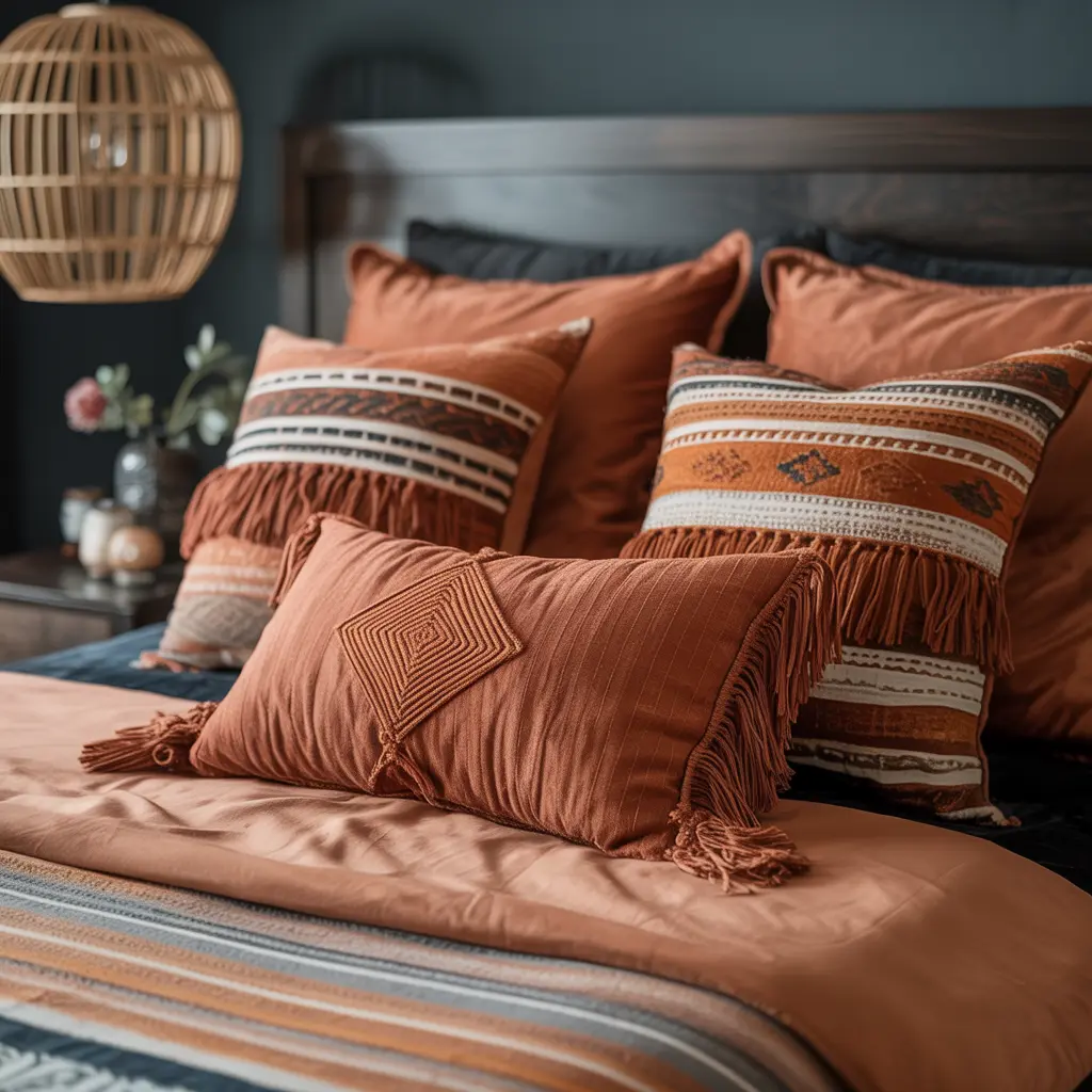 11. Burnt Orange or Rust Colored Throw Pillows