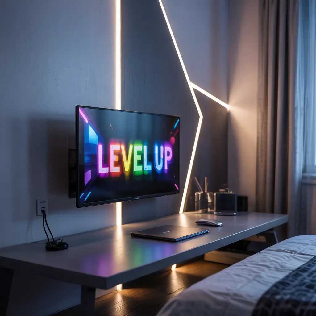 11. RGB LED Lights Behind a TV or Monitor for an Immersive Look