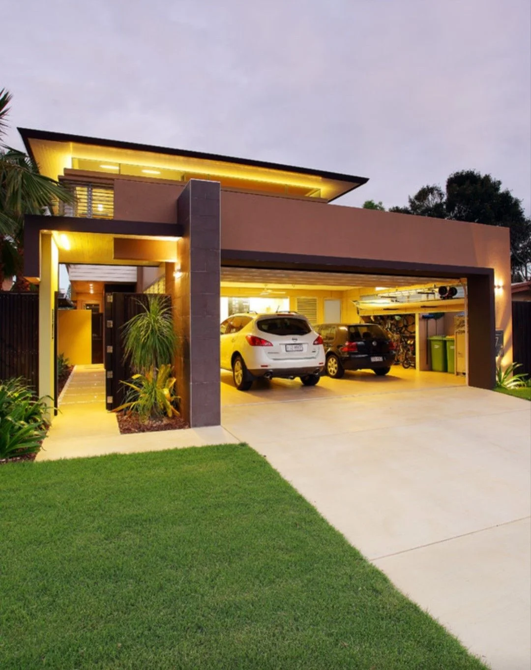 Small Modern Home with Carport-Style Garage