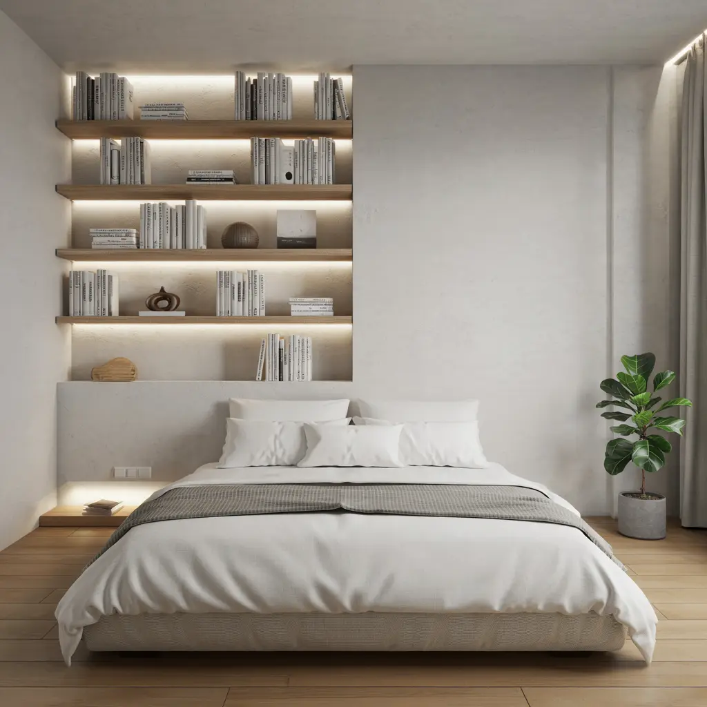 12. Floating Shelves with Built in LED Lights