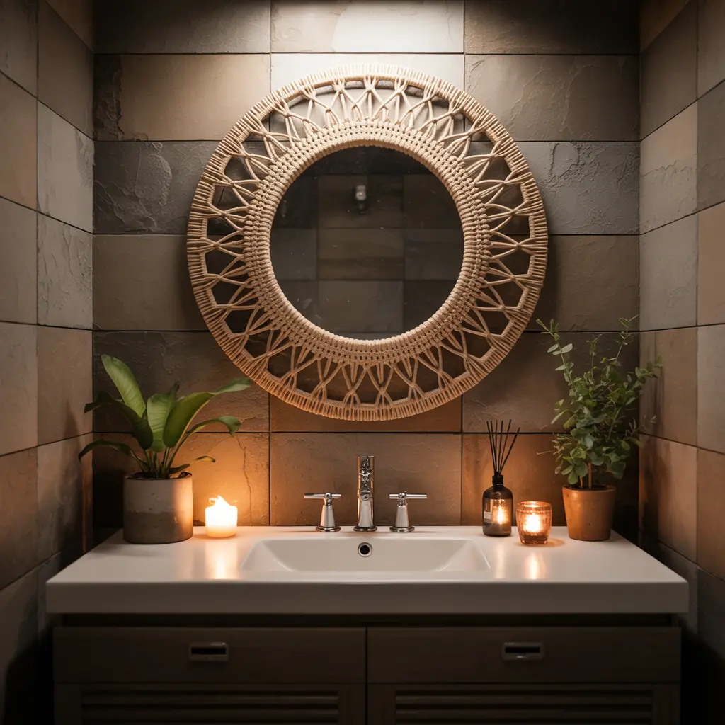 12. Hang a Statement Boho or Vintage Mirror