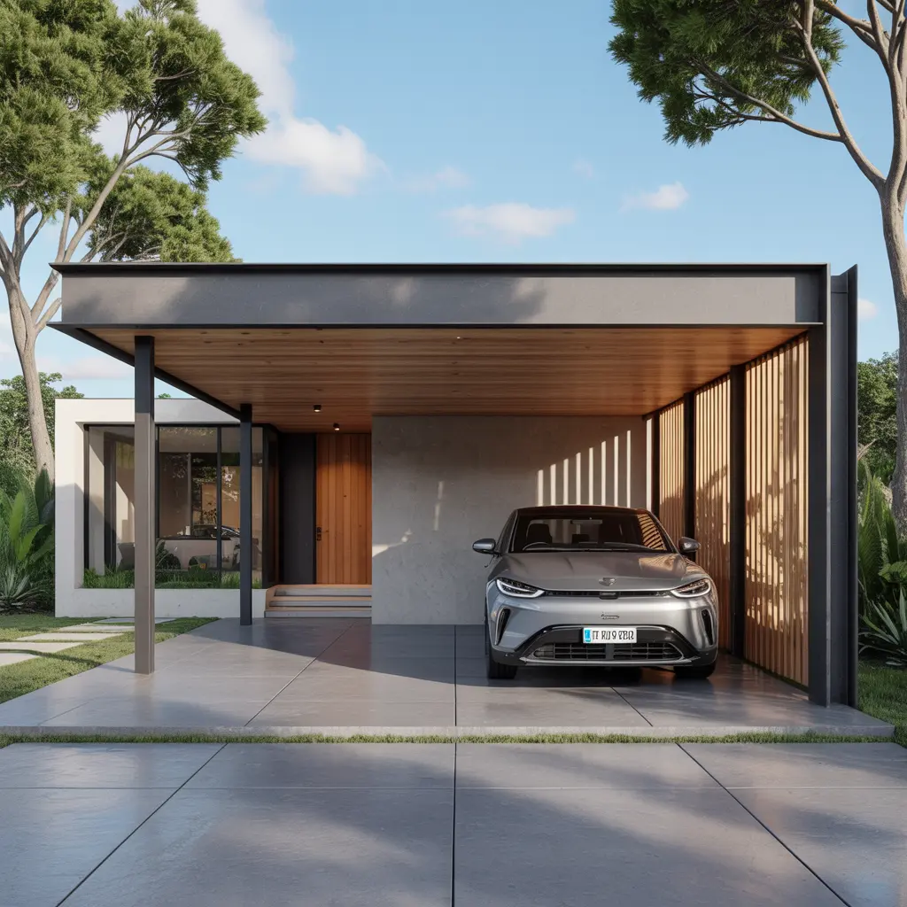 12. Small Modern Home with Carport Style Garage