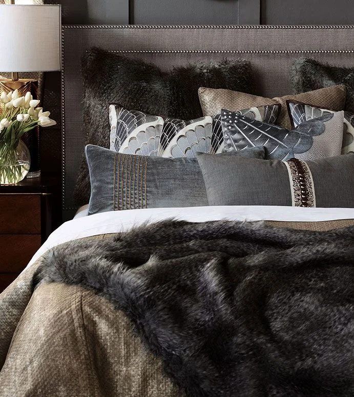 Faux Fur Throw in Charcoal or Chocolate Hues