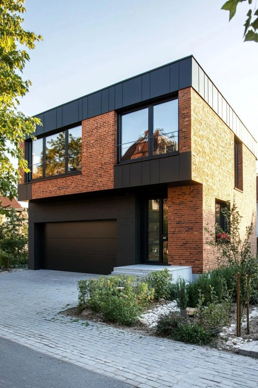 Industrial-Inspired Modern House with Metal Garage Panels