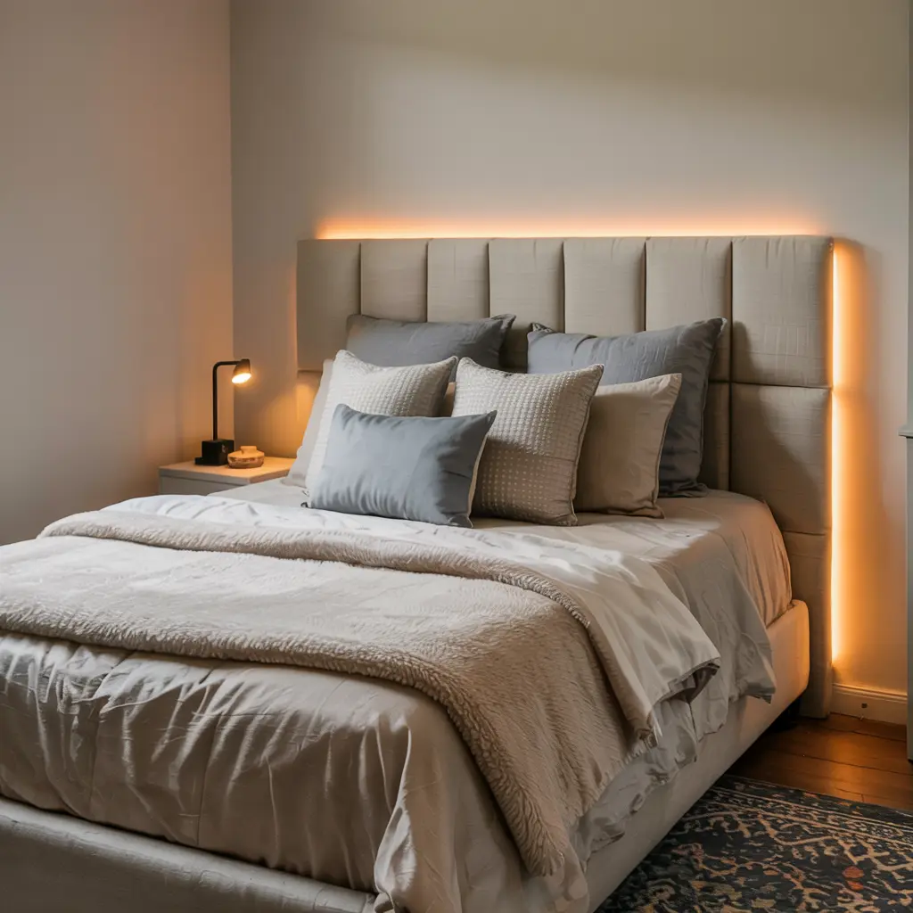 14. LED lit Headboard with Dimmable Features