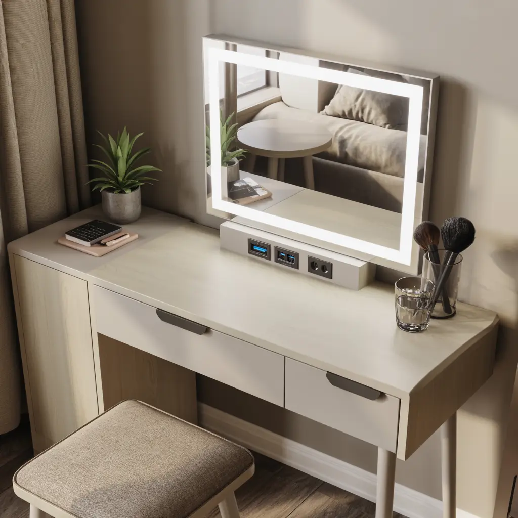 14. Vanity with Built In Charging Station and USB Ports