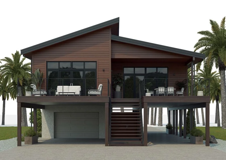 Beachfront Modern Home with Garage and Outdoor Deck