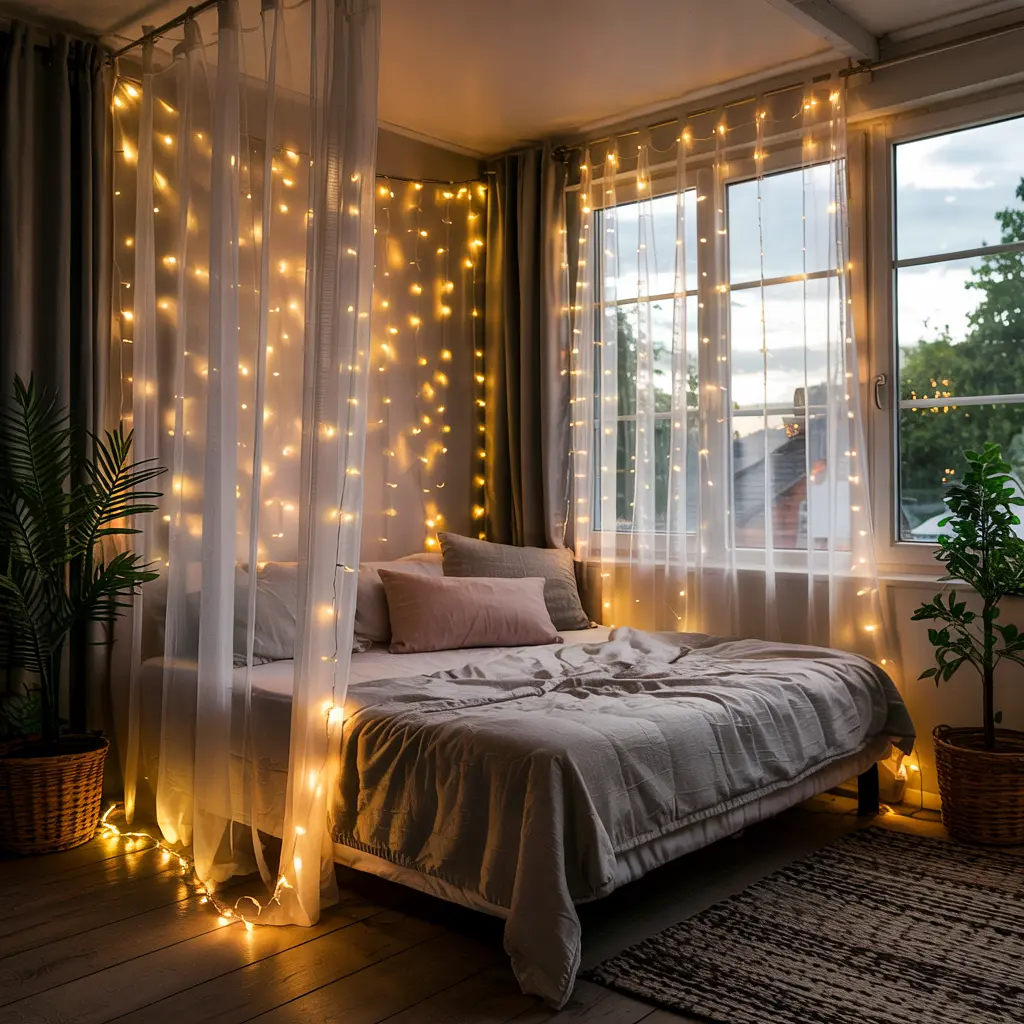 15. Curtain Fairy Lights for a Magical Glow