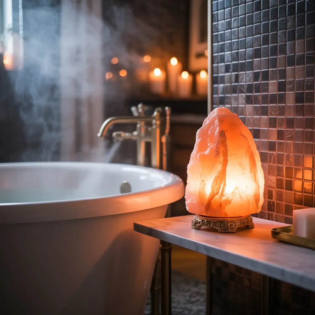 16. Add a Himalayan Salt Lamp for Soft Glow