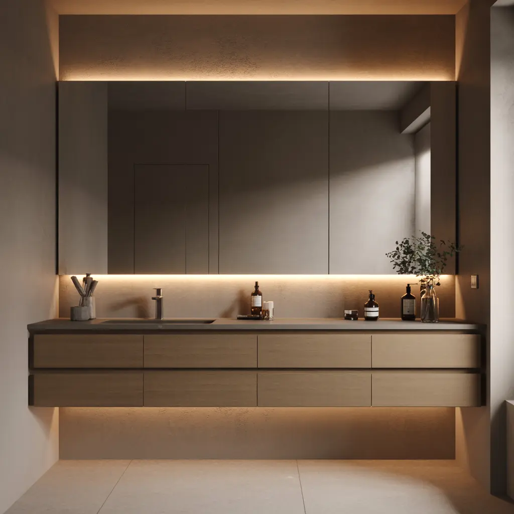 18. Floating Vanity with Undercabinet LED Strip Lights
