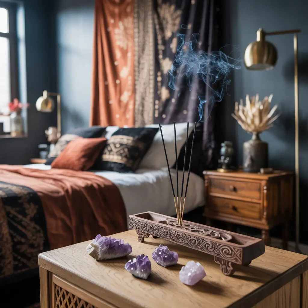 18. Incense Holder and Boho Crystal Decor