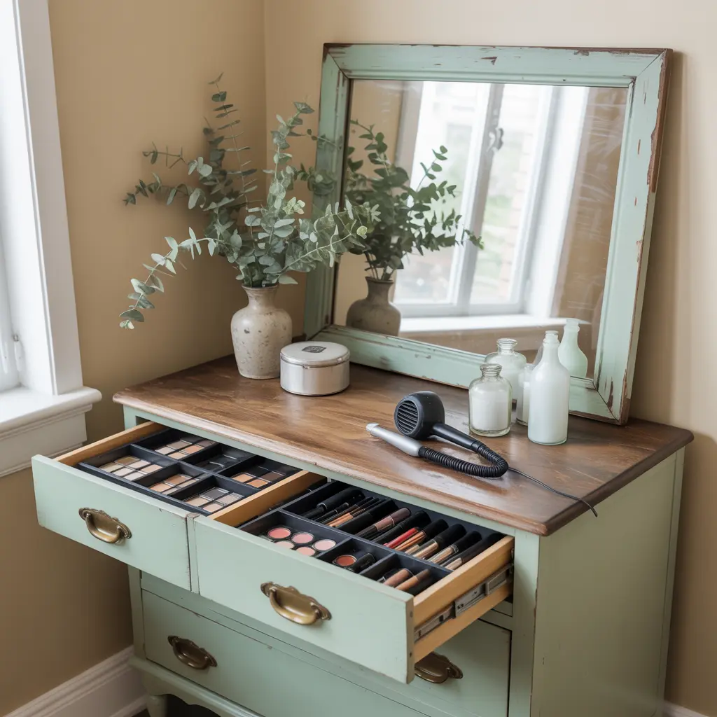 19. DIY Vanity Table Using Repurposed Furniture