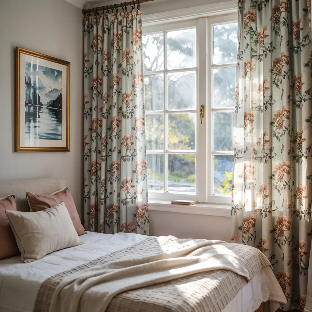 19.Floral Print Curtains for a Cheerful Classic Touch