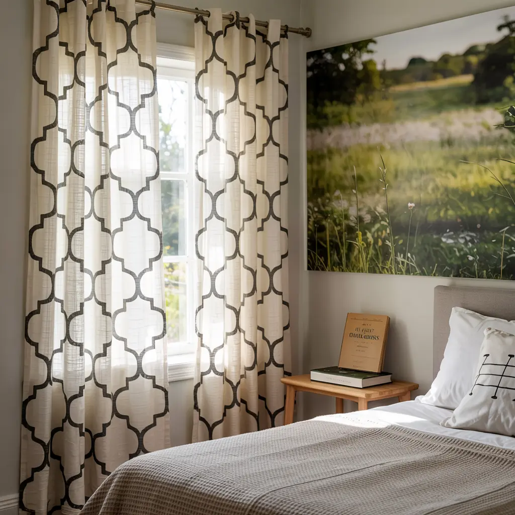 21.Geometric Pattern Curtains for a Contemporary Style