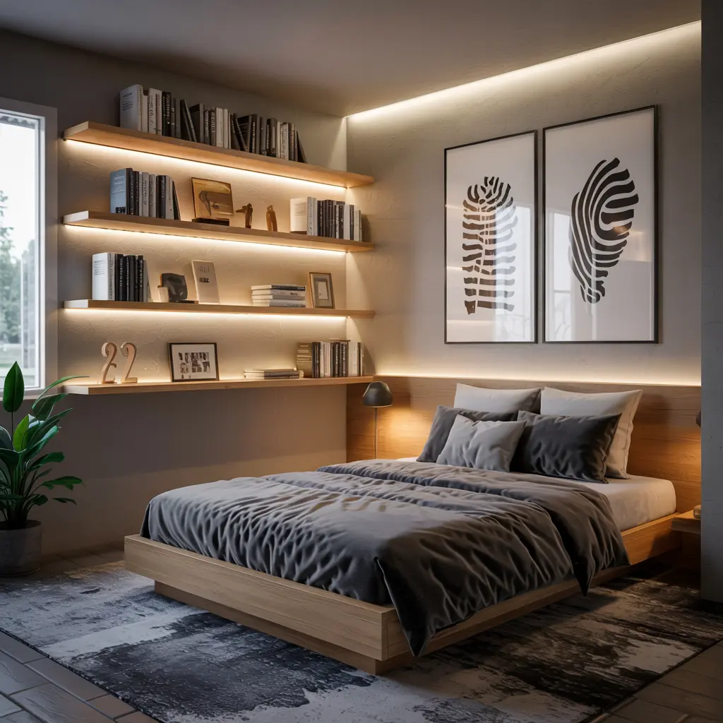 22. Under Shelf LED Strip Lights for a Modern Look