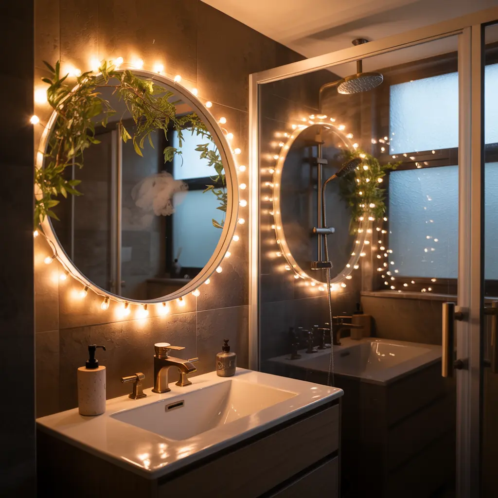 24. Add Fairy Lights Around a Mirror or Window