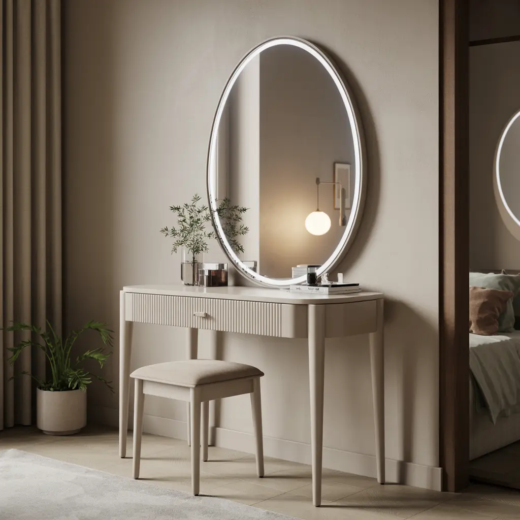 25. Freestanding Vanity with Large Oval Mirror