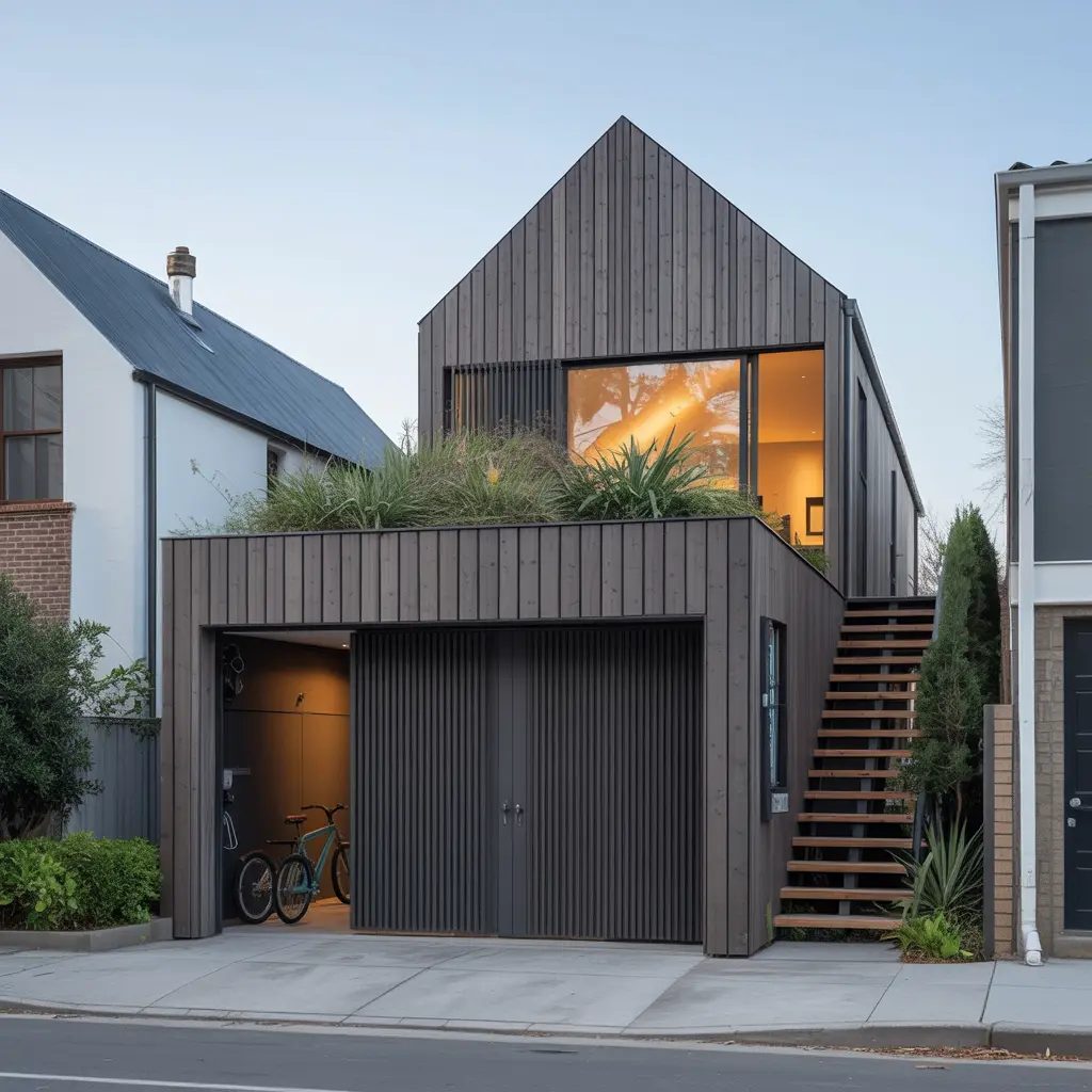 3. Compact Modern House with Attached Garage